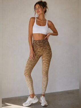 Aerie The Hugger Leggings High Rise Brown Ombre Yoga Workout NWOT Medium Long